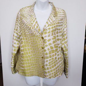 Carlisle green white snake print silk blouse